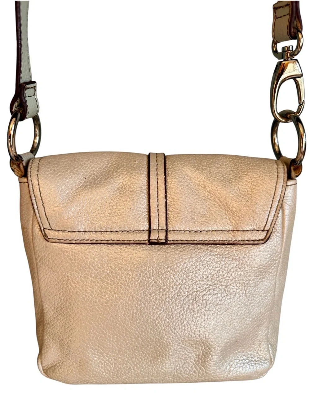 Tignanello Crossbody Genuine Leather Purse Silver Gray